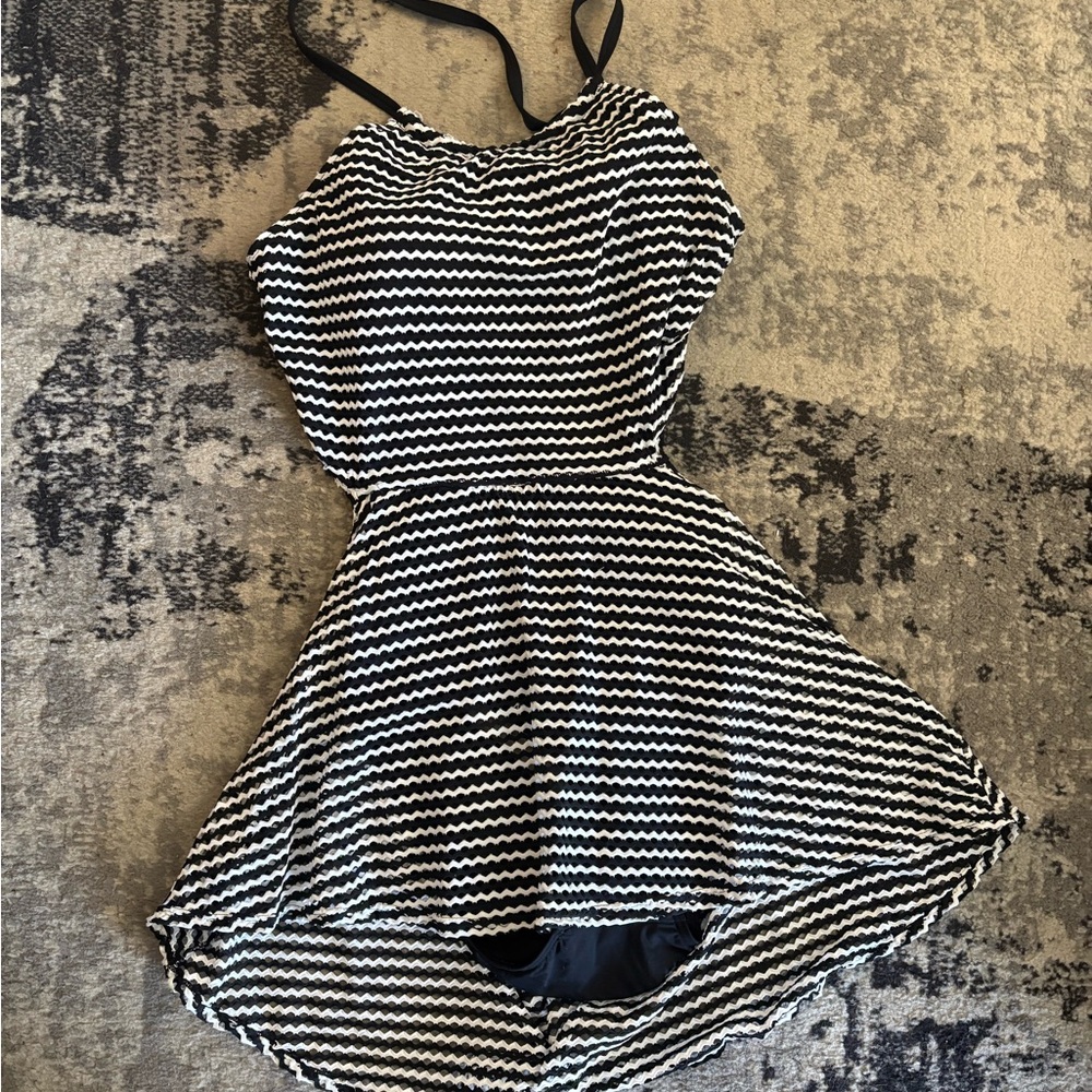 Lands' End Black and White Swim Dress